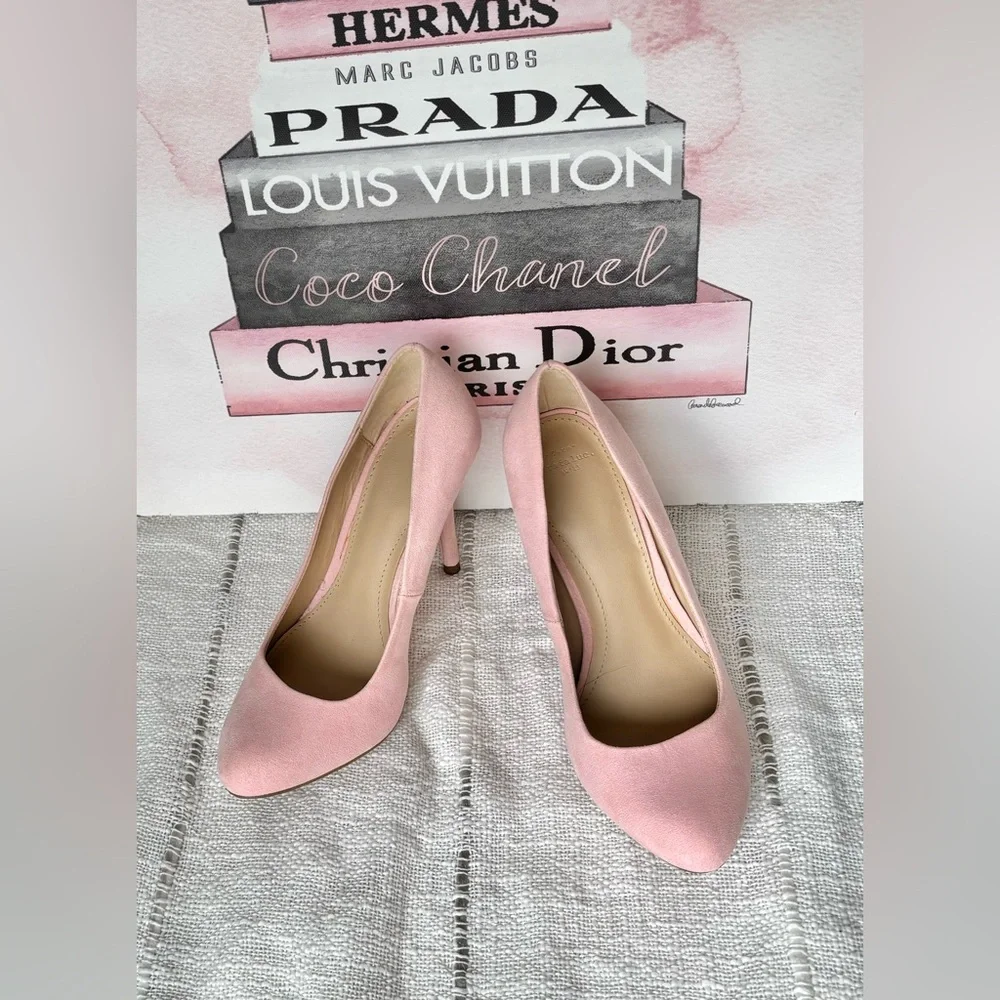 Zara Trafaluc Stiletto 4” Heels Faux Suede Round Pointy Toe Blush Pink Size 6
